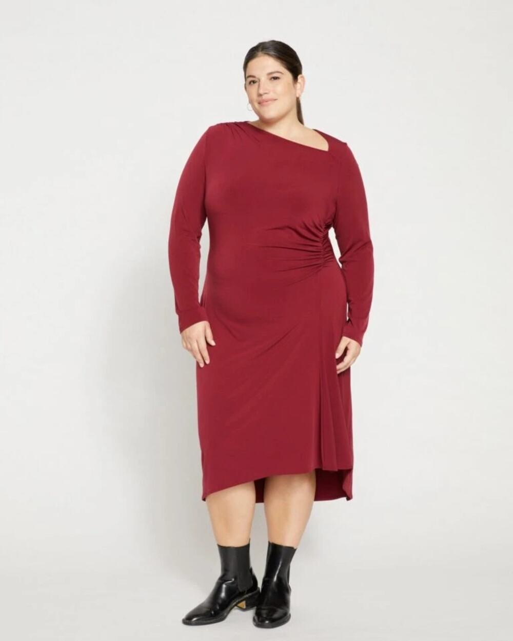 Universal Standard Velvety-Cool Jersey Cinched Midi Dress Red Womens XL NWT